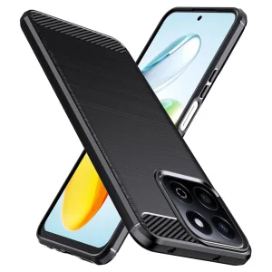 Силиконов Калъф Techsuit Carbon Fibre Brushed за Honor 200 Smart / X7c, Черен