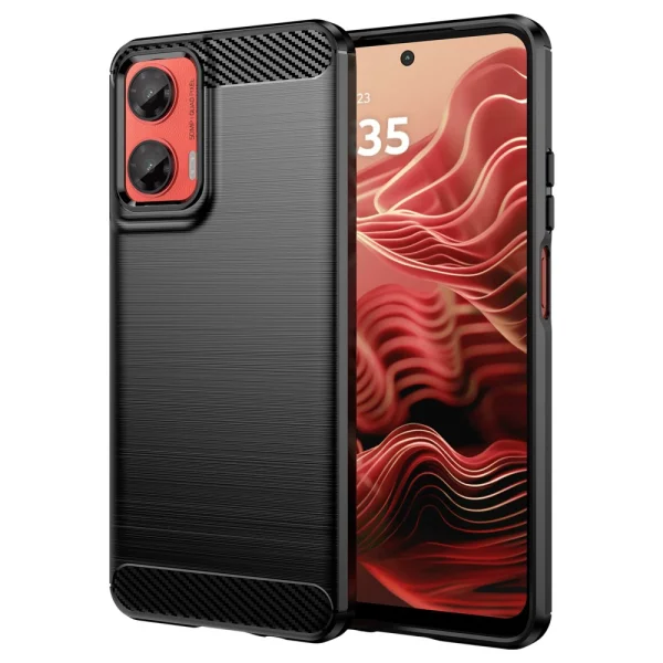 Силиконов Калъф Techsuit Carbon Fibre Brushed за Motorola Moto G35, Черен 1