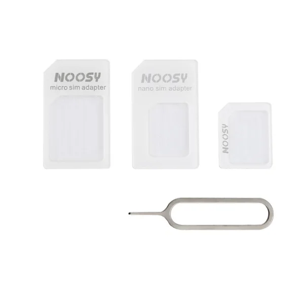Преходници 4 in 1 Nano SIM to Micro SIM / Standard SIM Card Adapter and Eject Pin for iPhone 5 4S 4 iPad, Бял 1