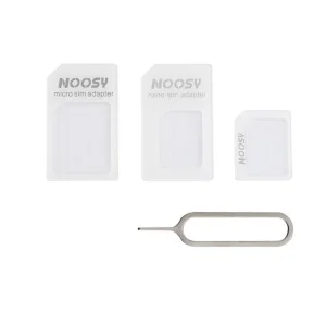 Преходници 4 in 1 Nano SIM to Micro SIM / Standard SIM Card Adapter and Eject Pin for iPhone 5 4S 4 iPad, Бял