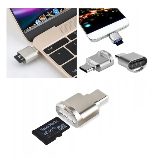 Micro SD Card Reader with Type C, Card Reader, Silver 2