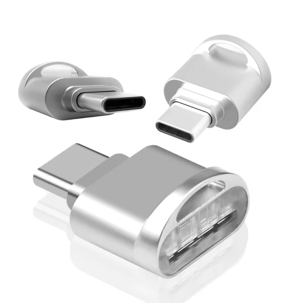 Micro SD Card Reader with Type C, Card Reader, Silver 1