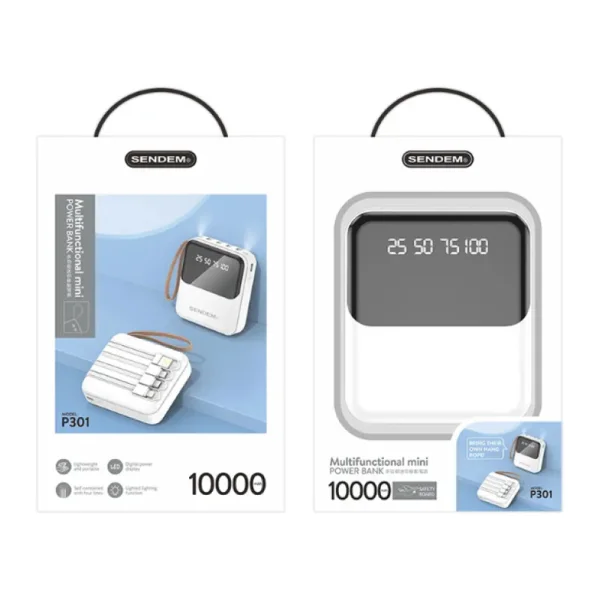 Универсална външна батерия Sendem P301 10 000mAh, Бял 3
