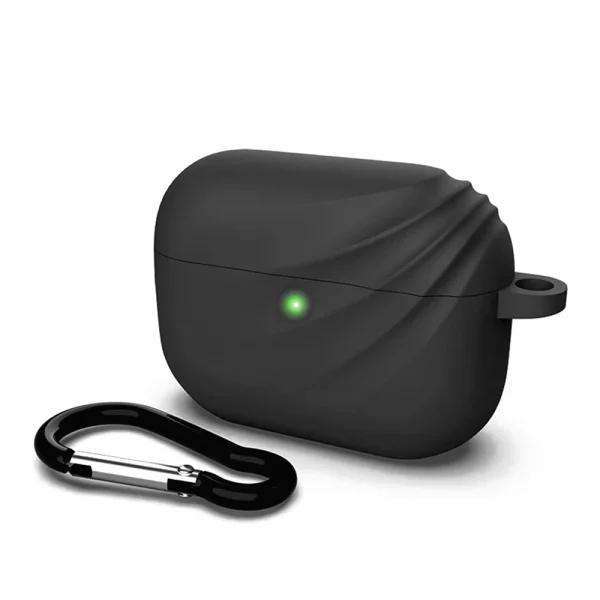 Силиконов Калъф Wave  за слушалки Airpods 4, Черен 1
