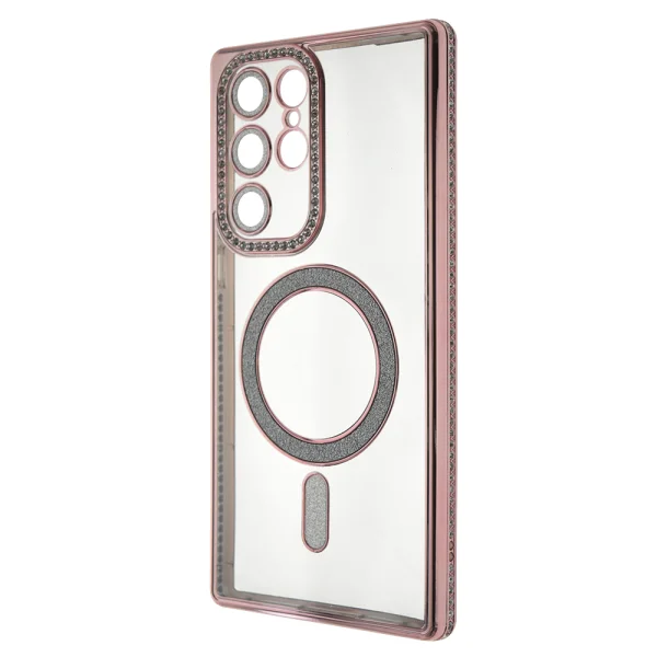 Силиконов калъф Bling MagSF за Samsung Galaxy S22 Ultra, Розов 3