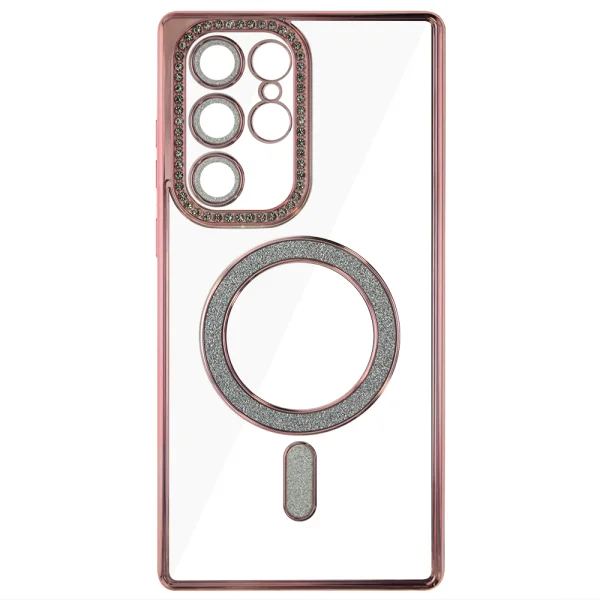 Силиконов калъф Bling MagSF за Samsung Galaxy S22 Ultra, Розов 1