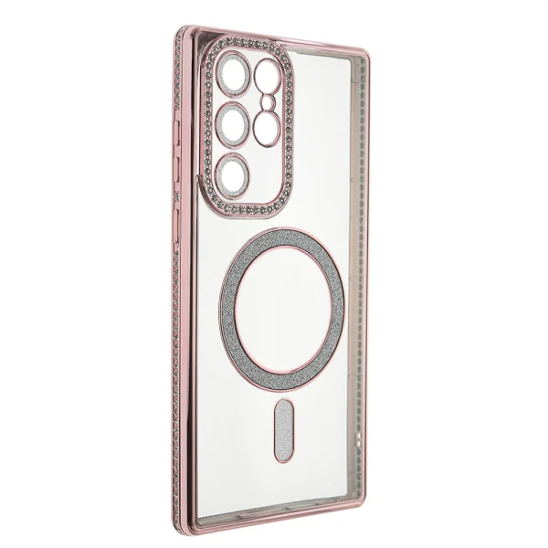 Силиконов калъф Bling MagSF за Samsung Galaxy S22 Ultra, Розов 2