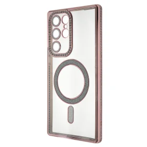 Силиконов калъф Bling MagSF за Samsung Galaxy S22 Ultra, Розов 3