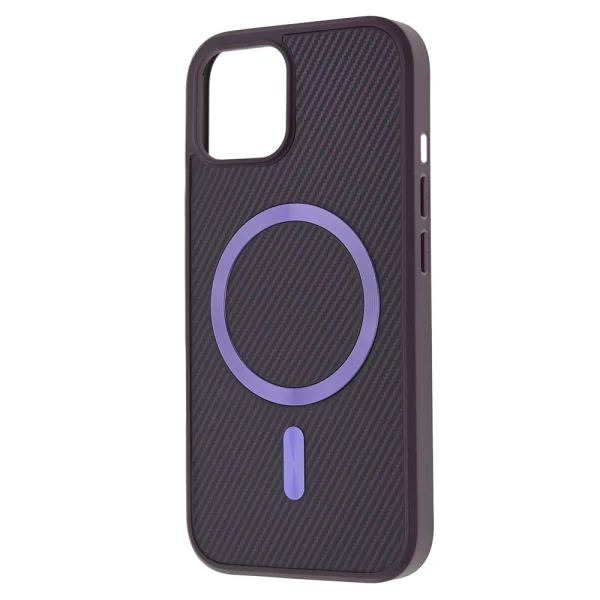 Shockproof MagSF Carbon Case for iPhone 15, Purple 2
