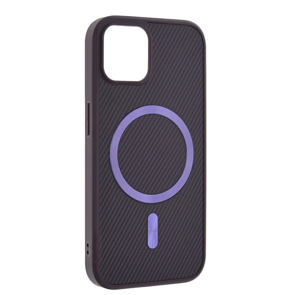 Shockproof MagSF Carbon Case for iPhone 15, Purple 1