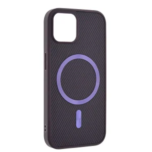 Удароустойчив калъф MagSF Carbon за iPhone 15, Лилав