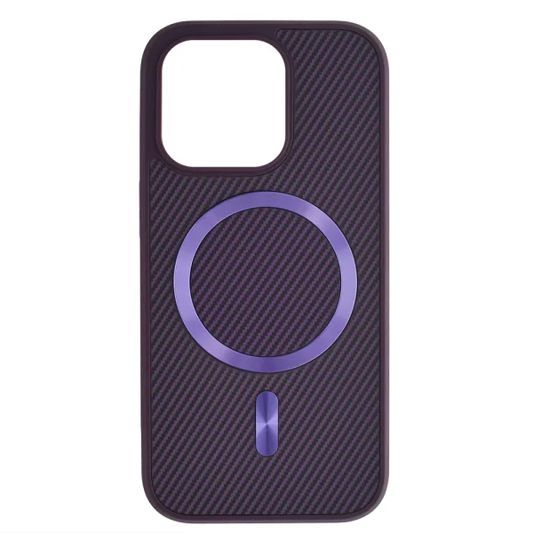 Удароустойчив калъф MagSF Carbon за iPhone 15 Pro Max, Лилав 4