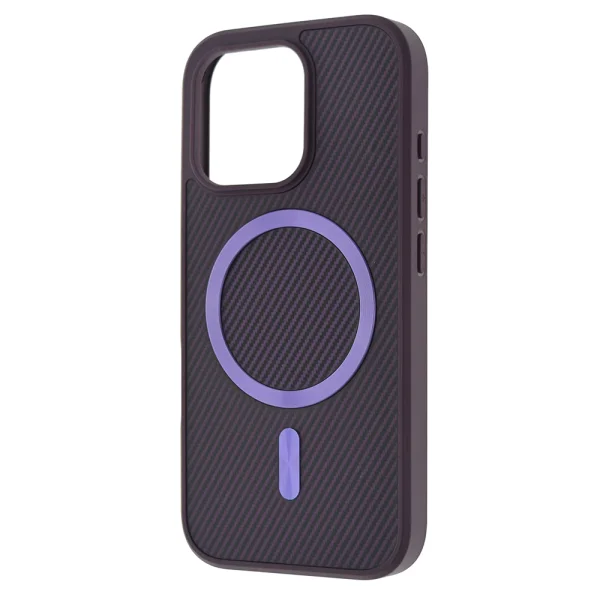Удароустойчив калъф MagSF Carbon за iPhone 15 Pro Max, Лилав 2