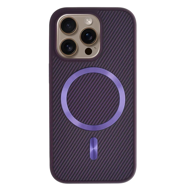Удароустойчив калъф MagSF Carbon за iPhone 15 Pro Max, Лилав 3