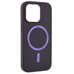 Удароустойчив калъф MagSF Carbon за iPhone 15 Pro Max, Лилав