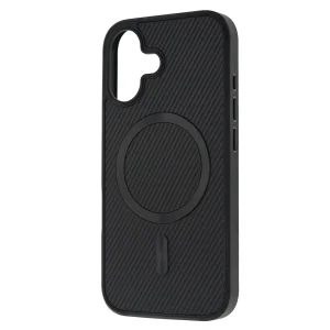 Удароустойчив калъф MagSF Carbon за iPhone 16, Черен