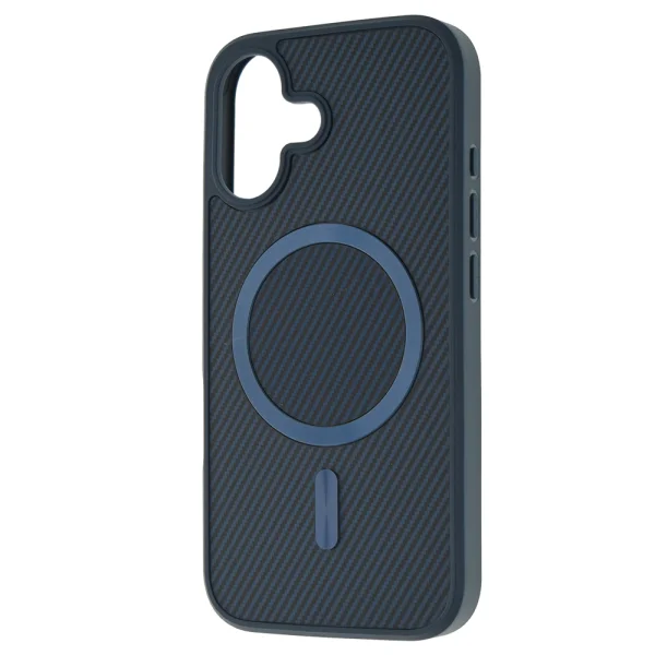 Удароустойчив калъф MagSF Carbon за iPhone 16, Тъмно син 2