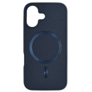 Удароустойчив калъф MagSF Carbon за iPhone 16, Тъмно син 4