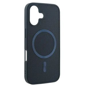 Удароустойчив калъф MagSF Carbon за iPhone 16, Тъмно син