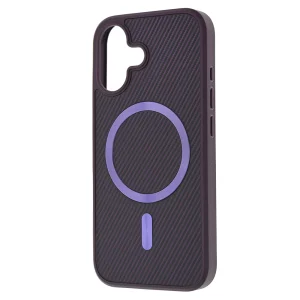 Удароустойчив калъф MagSF Carbon за iPhone 16, Лилав