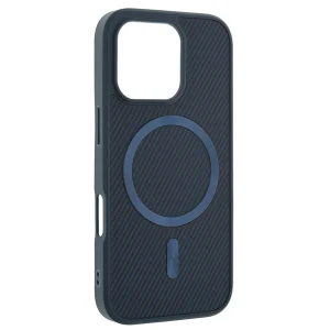 Удароустойчив калъф MagSF Carbon за iPhone 16 Pro, Тъмно син