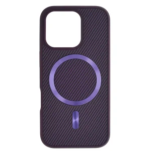 Удароустойчив калъф MagSF Carbon за iPhone 16 Pro, Лилав 4