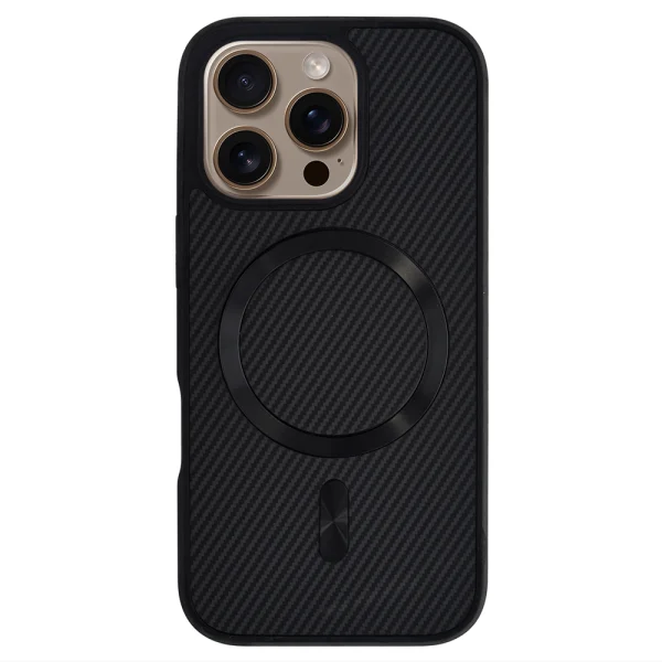 Удароустойчив калъф MagSF Carbon за iPhone 16 Pro Max, Черен 3