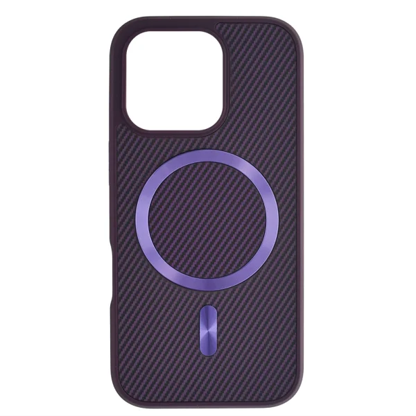 Удароустойчив калъф MagSF Carbon за iPhone 16 Pro Max, Лилав 4