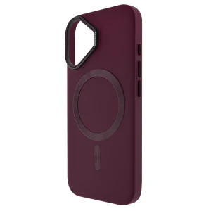 Пластмасов калъф MagSF Hard Luxury за iPhone 16, Тъмно червен