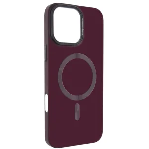 Пластмасов калъф MagSF Hard Luxury за iPhone 16 Pro Max, Тъмно червен