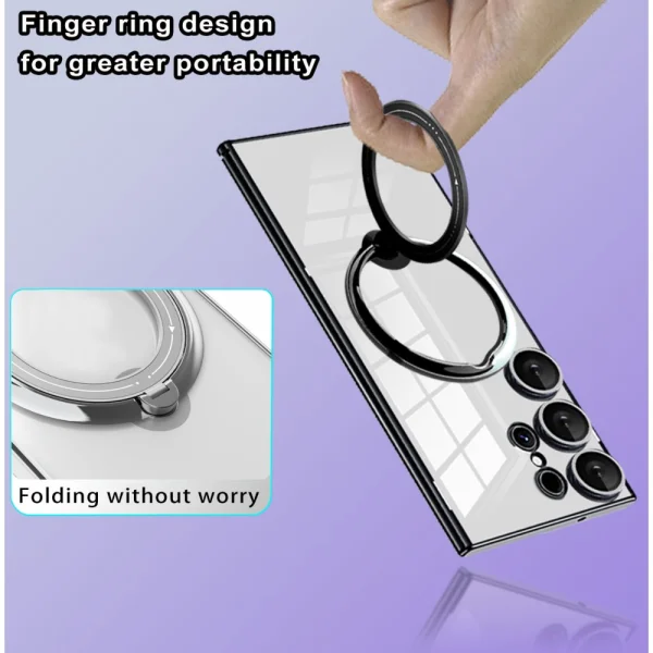 Magnetic Kickstand Silicone Case for Samsung Galaxy S25 Ultra, Black 4