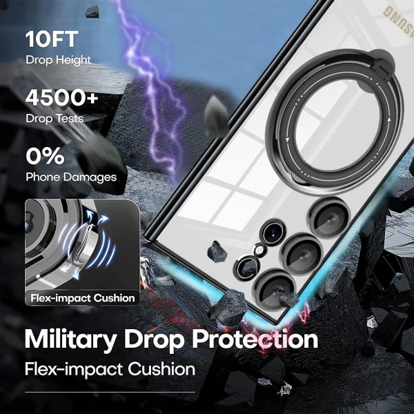 Magnetic Kickstand Silicone Case for Samsung Galaxy S25 Ultra, Black 3
