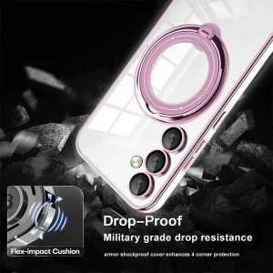 Magnetic Kickstand Silicone Case for Samsung Galaxy S25, Pink 3