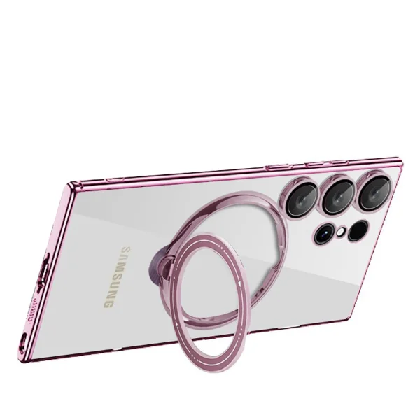 Silicone Case Magnetic Kickstand for Samsung Galaxy S25 Ultra, Pink 2
