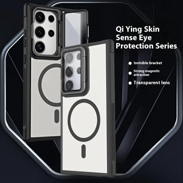Shockproof case MagSF Lens Cover Kickstand for Samsung Galaxy S25 Ultra, Black 2