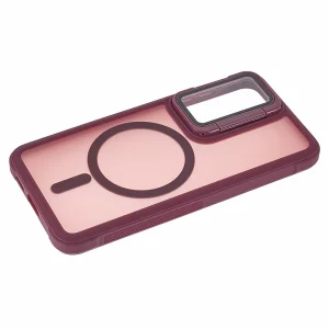Shockproof case MagSF Lens Cover Kickstand for Samsung Galaxy S25, Red 5