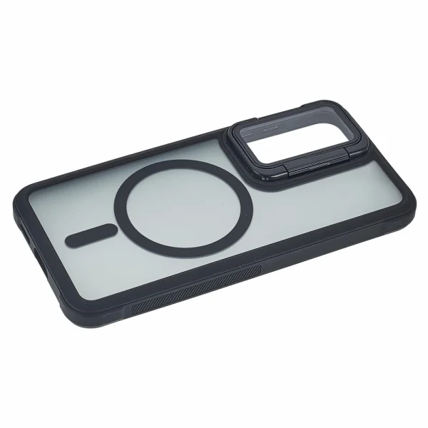 Shockproof case MagSF Lens Cover Kickstand for Samsung Galaxy S25, Black 5