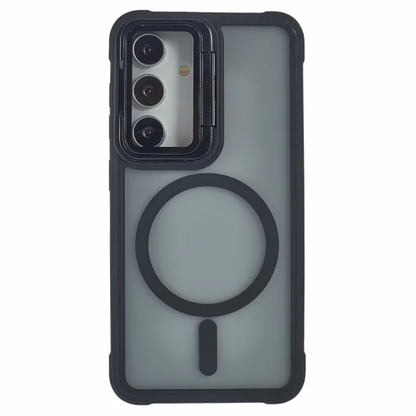 Shockproof case MagSF Lens Cover Kickstand for Samsung Galaxy S25, Black 3