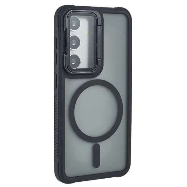 Shockproof case MagSF Lens Cover Kickstand for Samsung Galaxy S25, Black 1