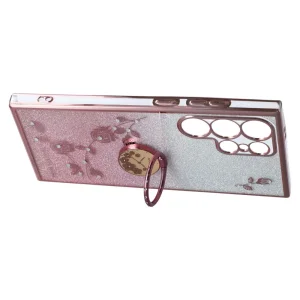 Силиконов калъф KADEM Flowers за Samsung Galaxy S25 Ultra, Розов-златист 4