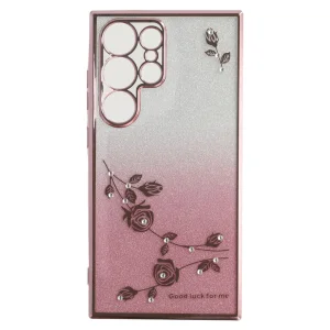 Силиконов калъф KADEM Flowers за Samsung Galaxy S25 Ultra, Розов-златист 3
