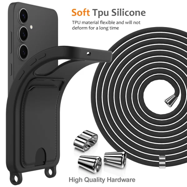 Silicone Case Card Holder for Samsung Galaxy S25, Black 2