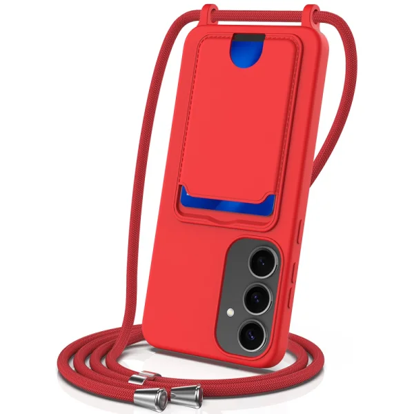 Силиконов калъф Card Holder за Samsung Galaxy S25, Червен 1