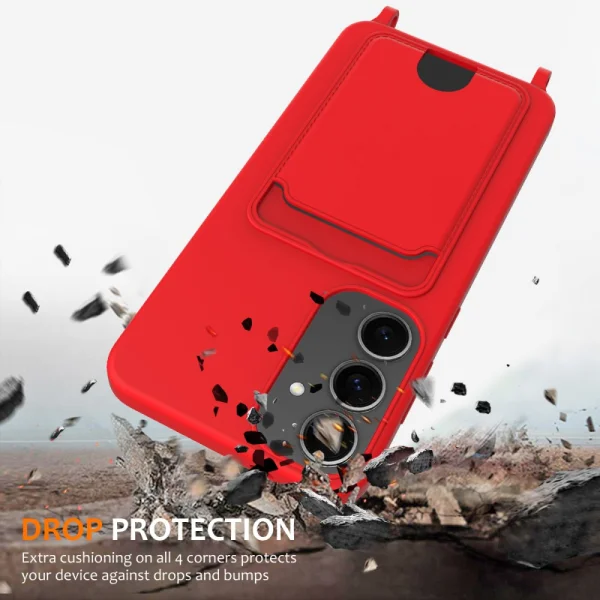 Силиконов калъф Card Holder за Samsung Galaxy S25, Червен 3
