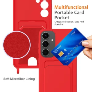 Силиконов калъф Card Holder за Samsung Galaxy S25, Червен 5