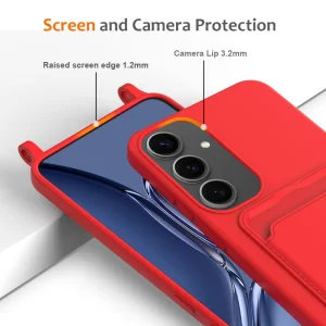 Силиконов калъф Card Holder за Samsung Galaxy S25, Червен 6