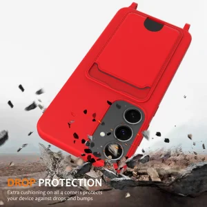 Силиконов калъф Card Holder за Samsung Galaxy S25, Червен 3