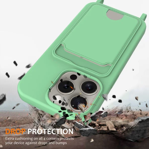 Silicone Case Card Holder for iPhone 16 Pro Max, Green 3
