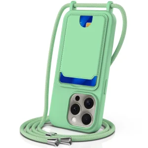 Силиконов калъф Card Holder за iPhone 16 Pro Max, Зелен