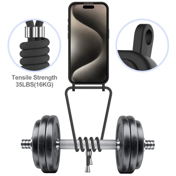 Silicone Case Card Holder for iPhone 16 Pro Max, Black 4